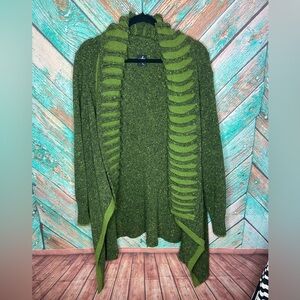 Aine Hand Knit Made In Ireland Wool Blend Green Cardigan